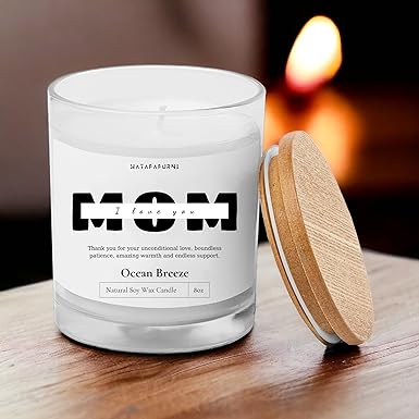 Mom I love you - Scented Candle Gifts for Mom - Ocean Breeze Scent, Soy Wax Candle, 8oz