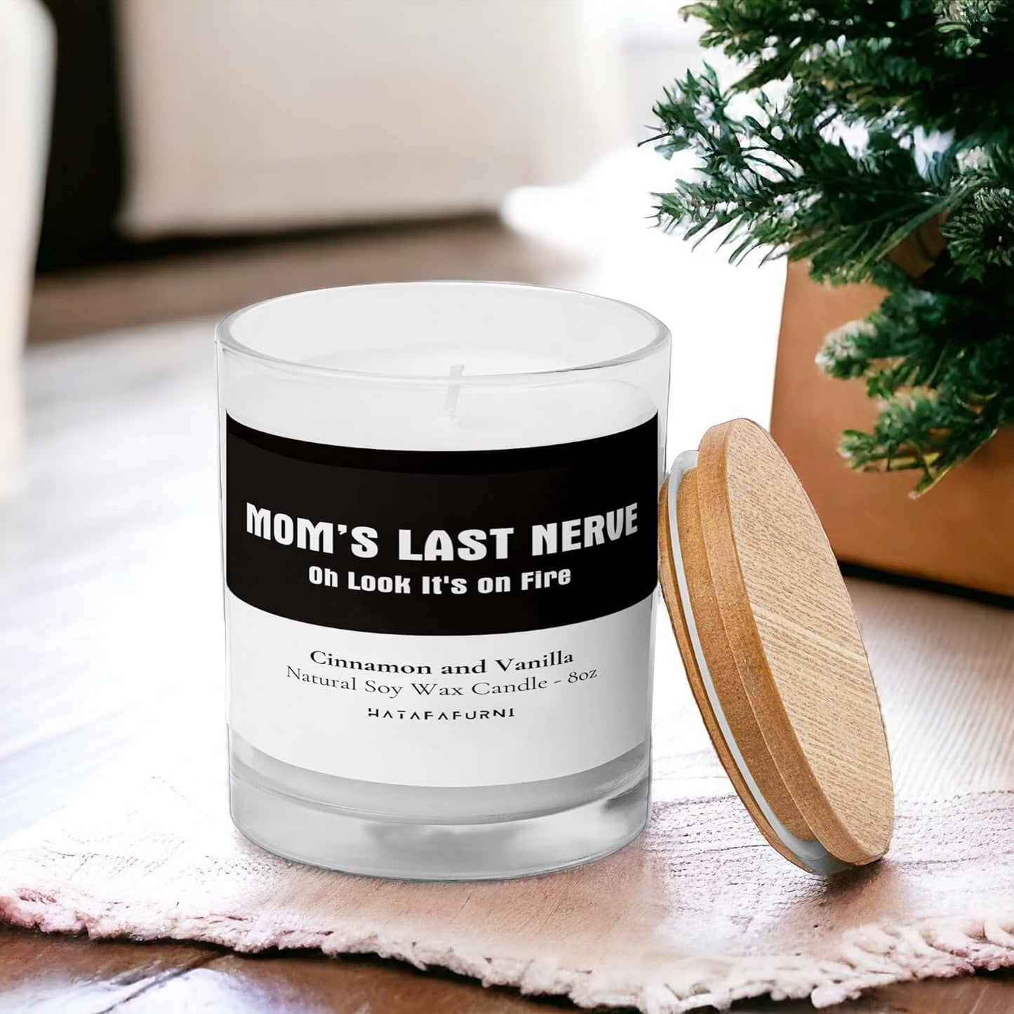 Mom's Last Nerve - Funny Candle Gifts for Mom - Soy Wax, Cinnamon and Vanilla Scented Candle 8oz - I Scented Candle