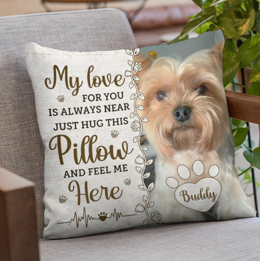 Hug This Pillow And Feel Me Here Personalized Pet Pillow, Pet Sympathy Gifts, Dog Dad Gift, Dog Mom Gift, Pet Memorial Gift, Cardinal Gift