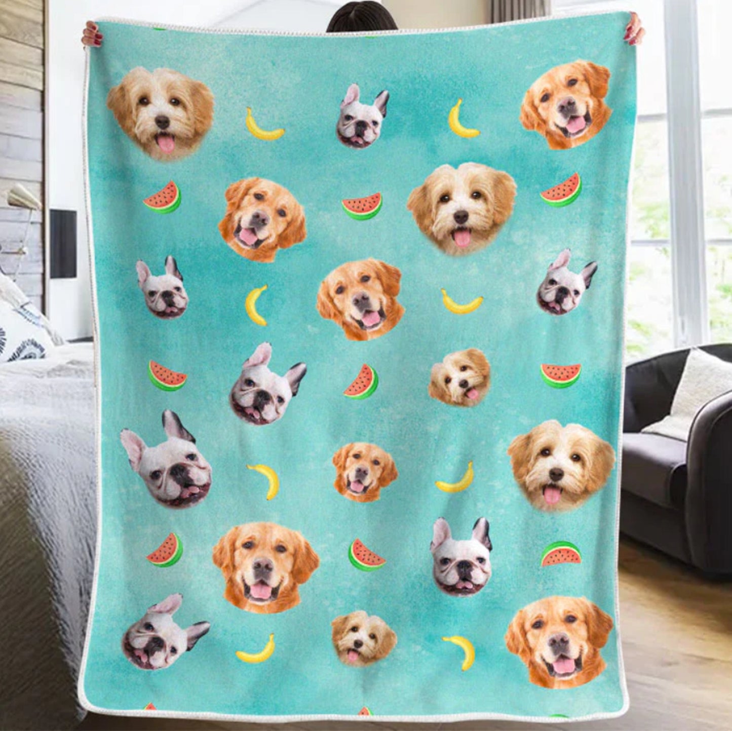 Custom Funny Dog Face Blanket, Dog Photo Throw Blanket, Dog Mom Gift, Dog Face Blanket, Funny Dog Face Blankets, Puppy Name Blankets