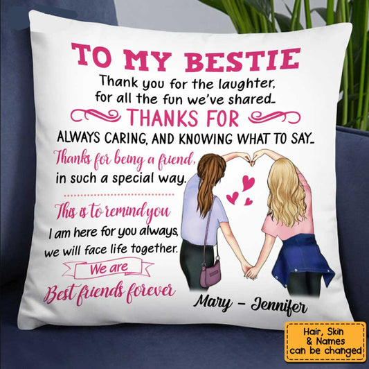 To My Bestie Best Friend Personalized Pillow, Sisters Pillow, Best Friend Long Distance Gift, Friendship Pillowcase, Miles Apart Pillow, BFF