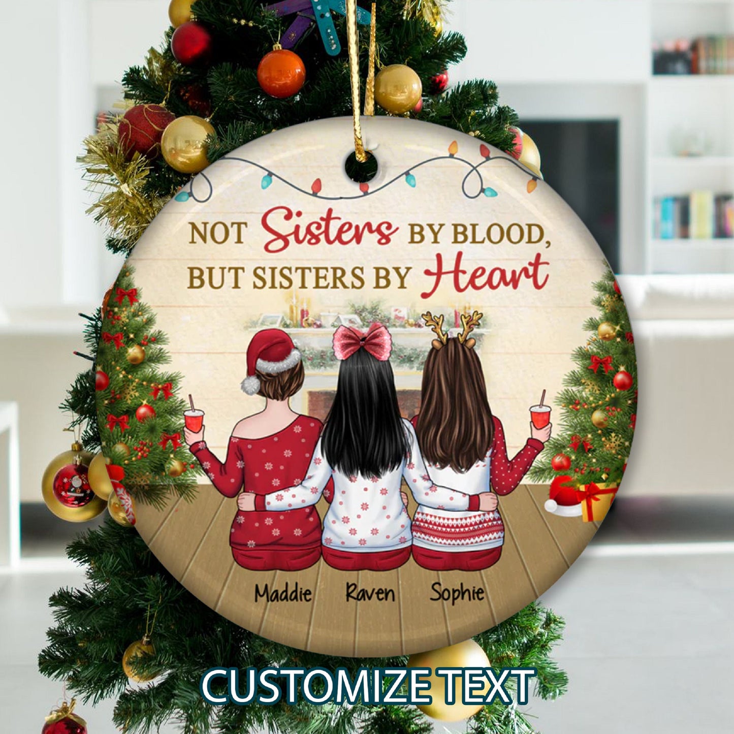 Personalized Best Friends Christmas Ornament, Sister Ornament Gift, Sisters Keepsake, Long Distance Gift, Gift For Bestie, Sister By Heart