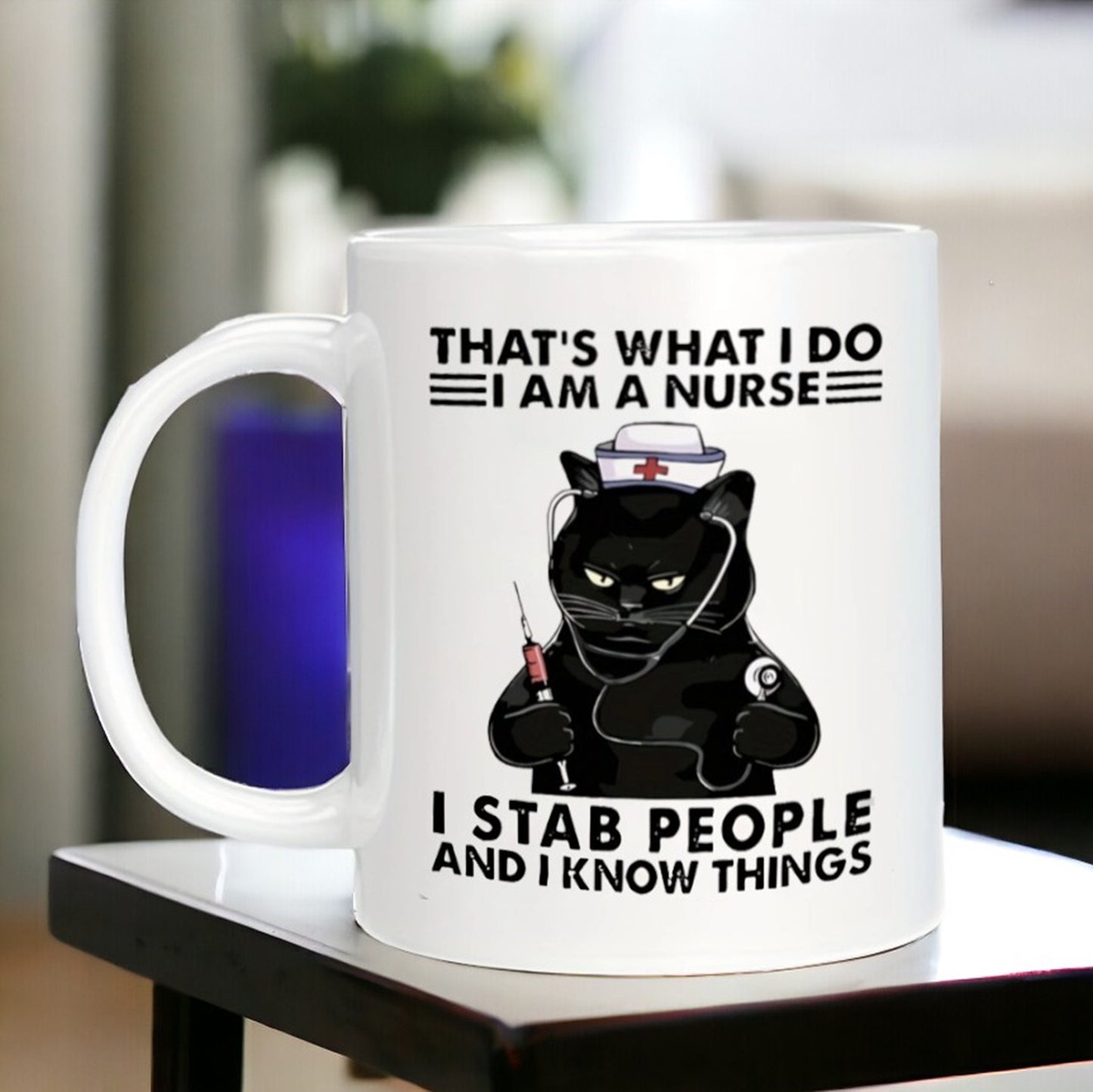 Black Cat Nurse Coffee Mug, Nurse Practitioner Gift, Funny Doctor Mug, Coworker Gift, Medical Student Gift, Doctor Mug, DR Mug, DR Gifts