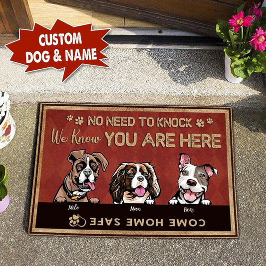 Personalized Dog Doormat, Dog Entrance Mat, Dog Welcome People Tolerated Doormat, No Need To Knock We Know You Are Here, Housewarming Gift