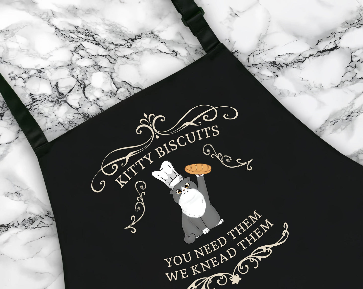 Kitty Biscuits You Need Em We Knead Em, Kitchen Apron For Cat Lovers, Apron with Pockets, Cooking Gift for Mom, Cooking Apron,Baking Apron