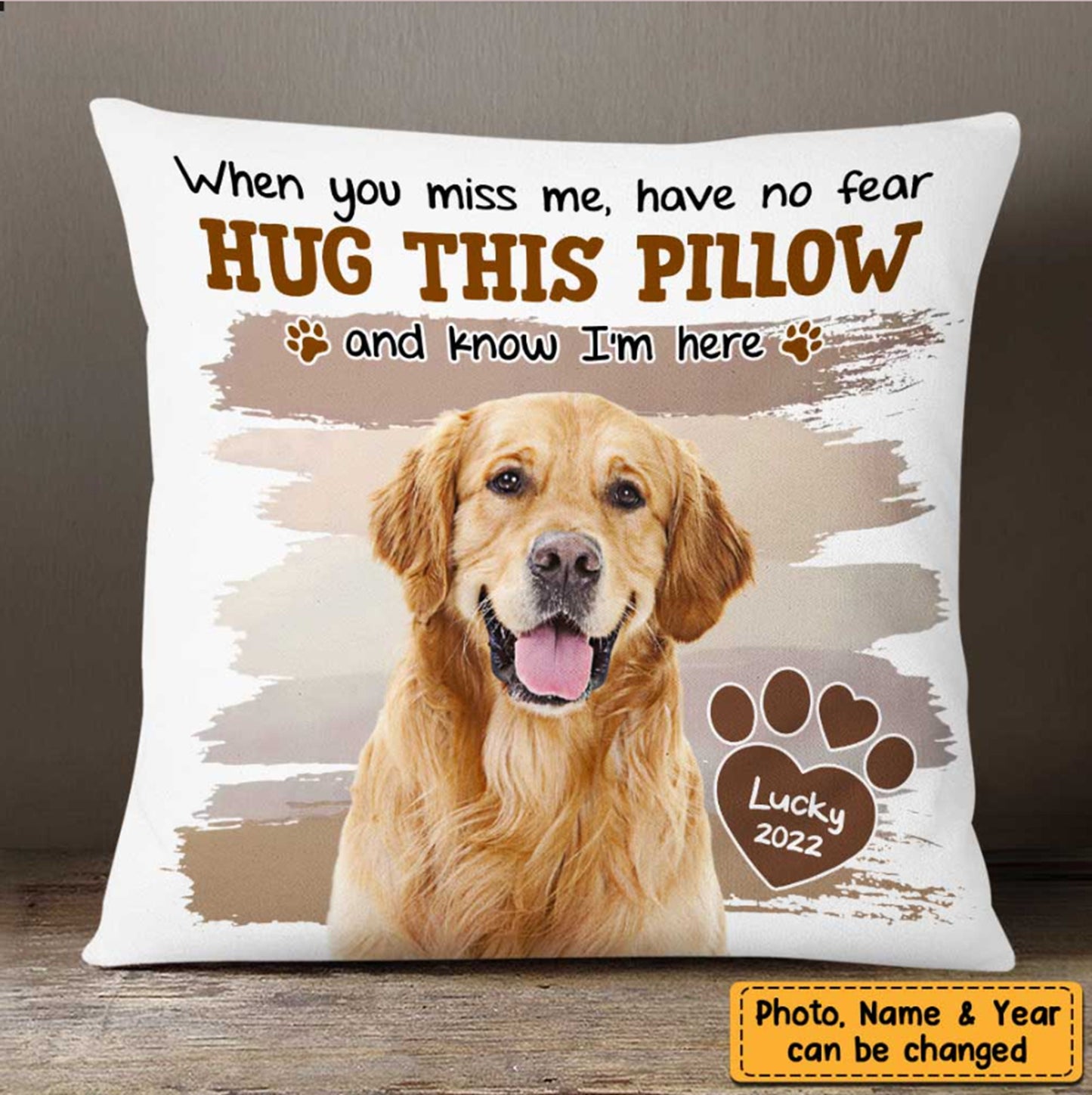 When You Miss Me Have No Fear Hug This Pillow & Know I'm Here, Personalized Pet Pillow, Pet Sympathy Gifts, Dog Dad Gift, Dog Mom Gift