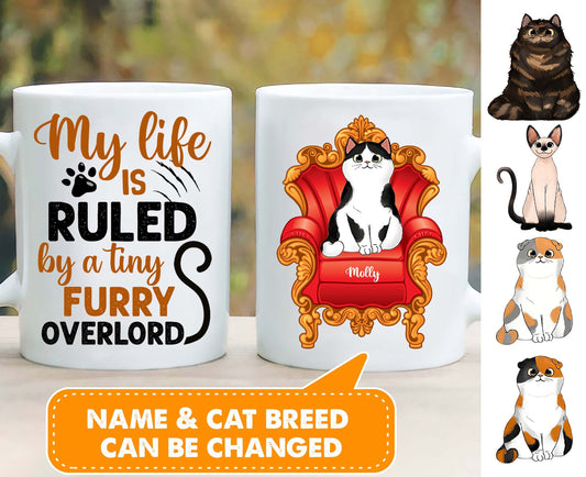 My Tiny Furry Cat Overlord Personalized Mug - Funny Cat Coffee Mug Gift - Funny Cat Mug For Cat Lover - Crazy Cat Lady Mug Gift