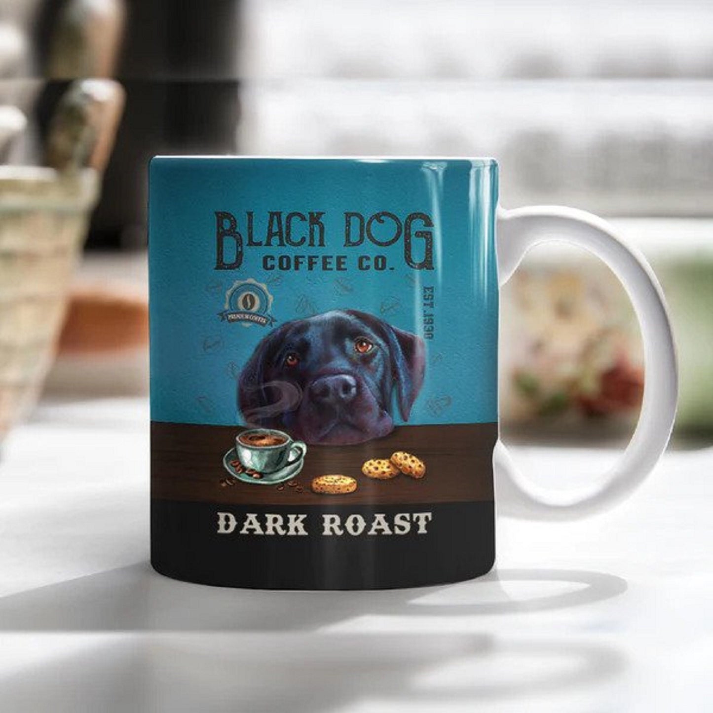 Black Dog Coffee Company Mug - Dark Roast Dog Company Mug - Vintage Dog Mug Gift - Gift For Dog Lover - Back Dog Mug - Custom Dog Mug