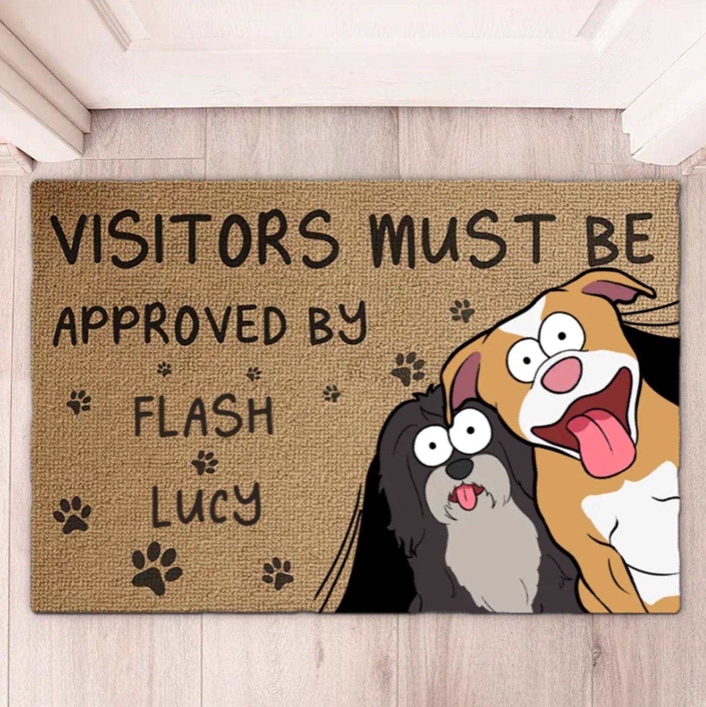 Visitors Must Be Approved By This Dog Custom Photo Doormat, Dog Entrance Mat, Dog Welcome People Mat, Dog & Cat Personalized Decorative Mat