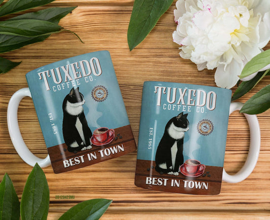 Vintage Tuxedo Cat Company Coffee Mug, Retro Cat Mug For Cat Mom Cat Lovers, Tuxedo Company Cat Mug, Mug Gift Cat Mom, Cat Dad