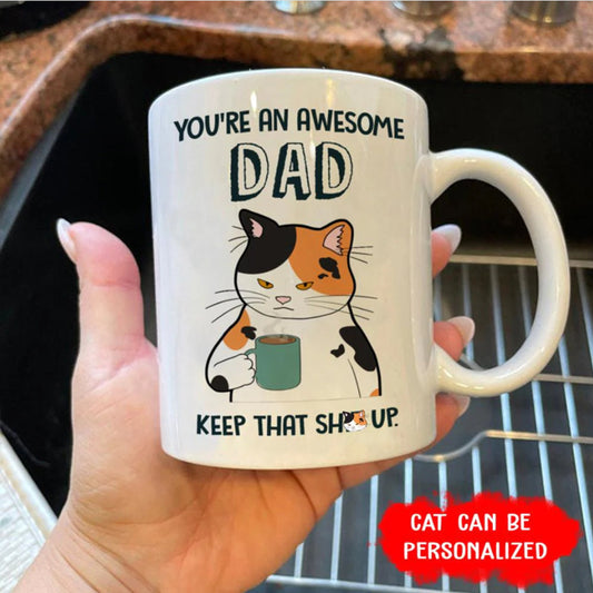 You're An Awesome Dad Mom Cat Personalized Mug, Custom Cat Coffee Mug, Cat Dad Mug, Cat Mom Mug, Gift For Cat Lovers, Vintage Cat Mug