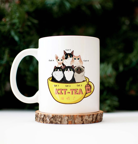 Personalized Cat Mug Gift - Kit Tea Coffee Tea Cat Mug - Funny Cat Mug For Cat Lover - Cat Mom Cat Lover Gift - Funny Pet Lover Mug Gift