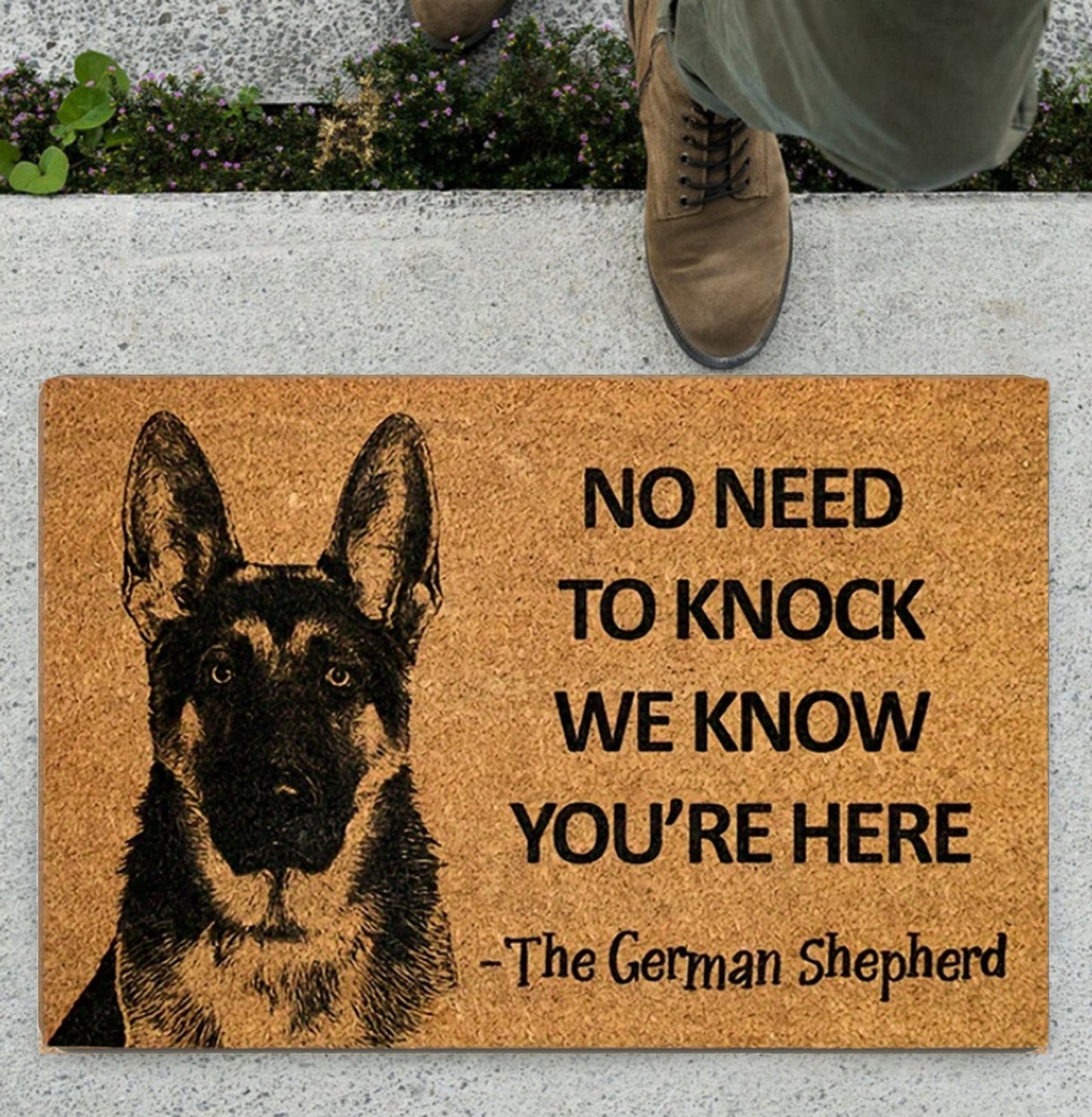 No Need To Knock We Know You Are Here, German Shepherd Dog Doormat, Funny Welcome Home Mat, Dog Entrance Mat, Welcome Mat, Housewarming Gift