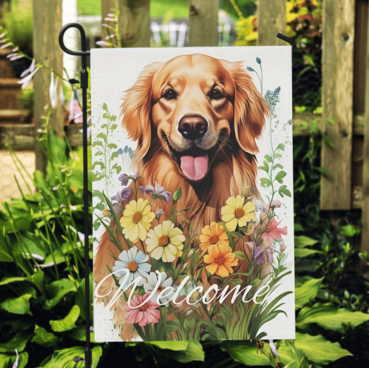 Golden Retriever Flag, American Dog Flag, Spring Garden Flag, Dog Flag, Dog Owner Gift Ideas, Dog Mom, Outdoor Flag, Golden Retriever Gift