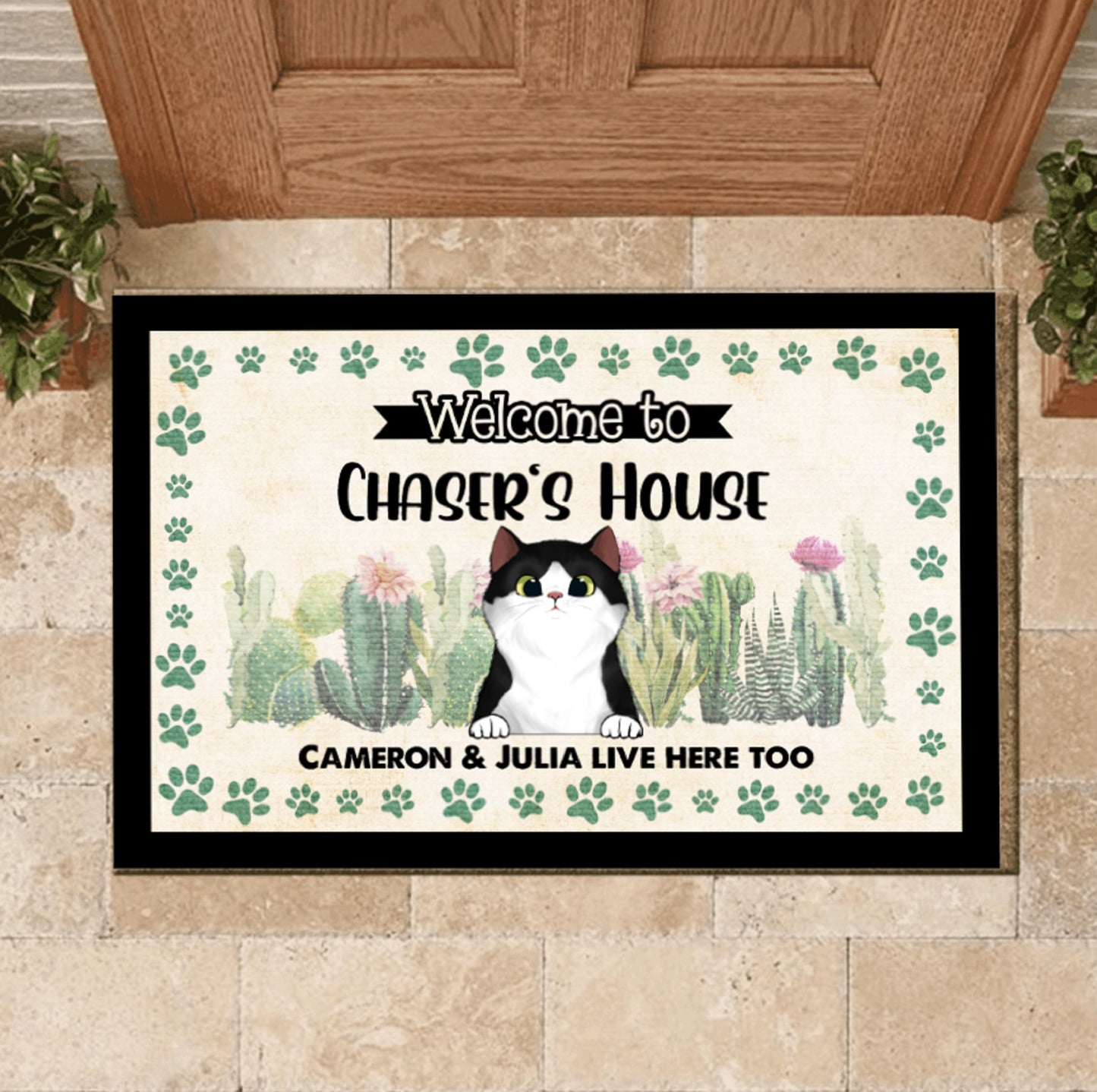 Welcome To Our House Cats Personalized Doormat, Funny Welcome Mat, Cat Entrance Mat, Front Door Mat, Cat Mom Birthday Gift, Cute Cat Doormat