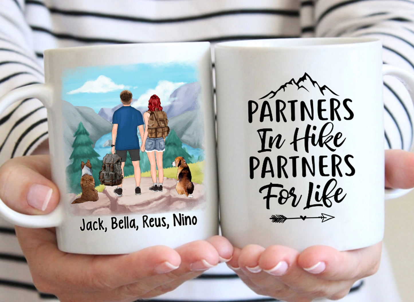 Partners In Hike Personalized Coffee Mug, Mugs For Couples, Gift For Couples, Anniversary Gift, Funny Hiking Gift, Camping Gifts