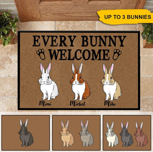 Personalized Every Bunny Welcome Doormat, Rabbit Entrance Mat, Easter Bunny, Bunny Doormat, Rabbit Lover Gifts, Nature Lover, Bunny Mom