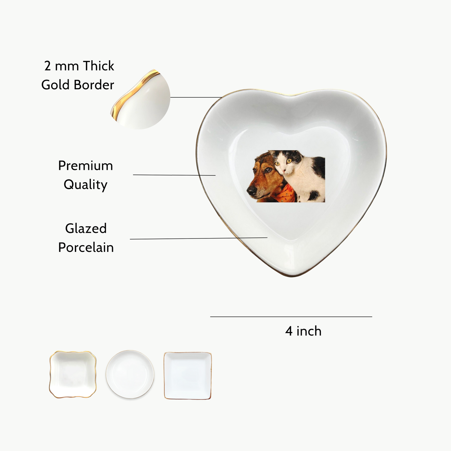 Custom Dog Portrait Jewelry Dish For Pet Lover Gift | Personalized Pet Memorial Ring Dish & Gifts