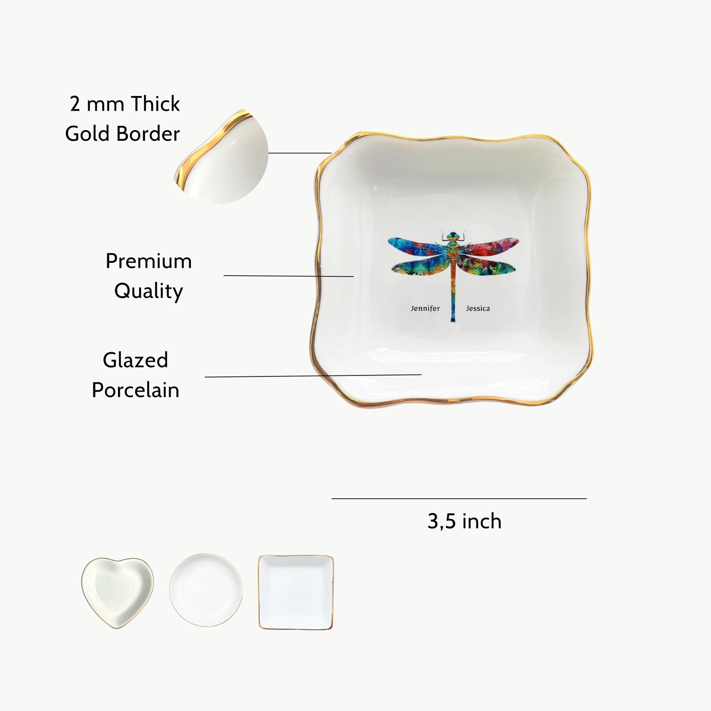 Ceramic Dragonfly Boho Jewelry Dish, Custom Dragonfly Boho Jewelry Dish, Hippie Trinket Tray, Boho Jewelry Tray - Gift for Women