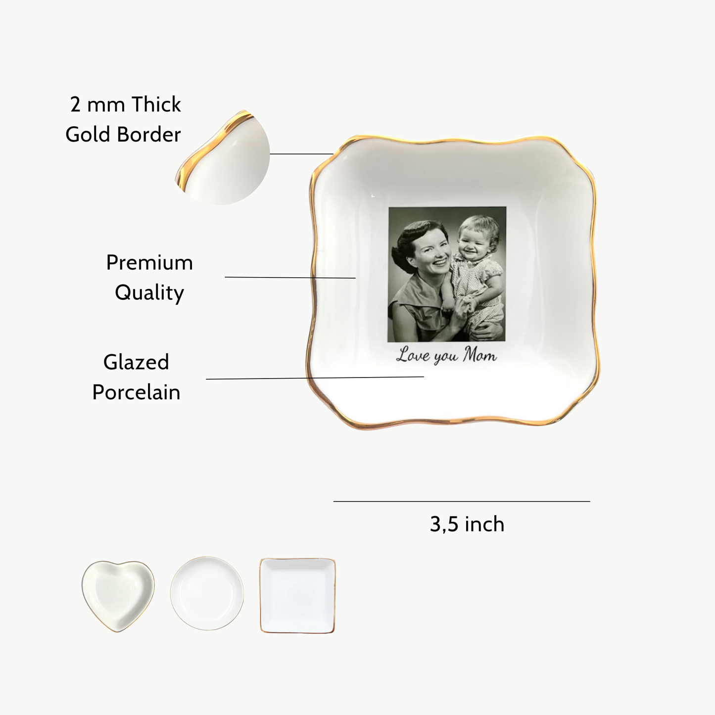 Custom Photo Trinket Tray, Jewelry Storage, Personalized Photo Gifts For Mom Daughter Sister Dad Family