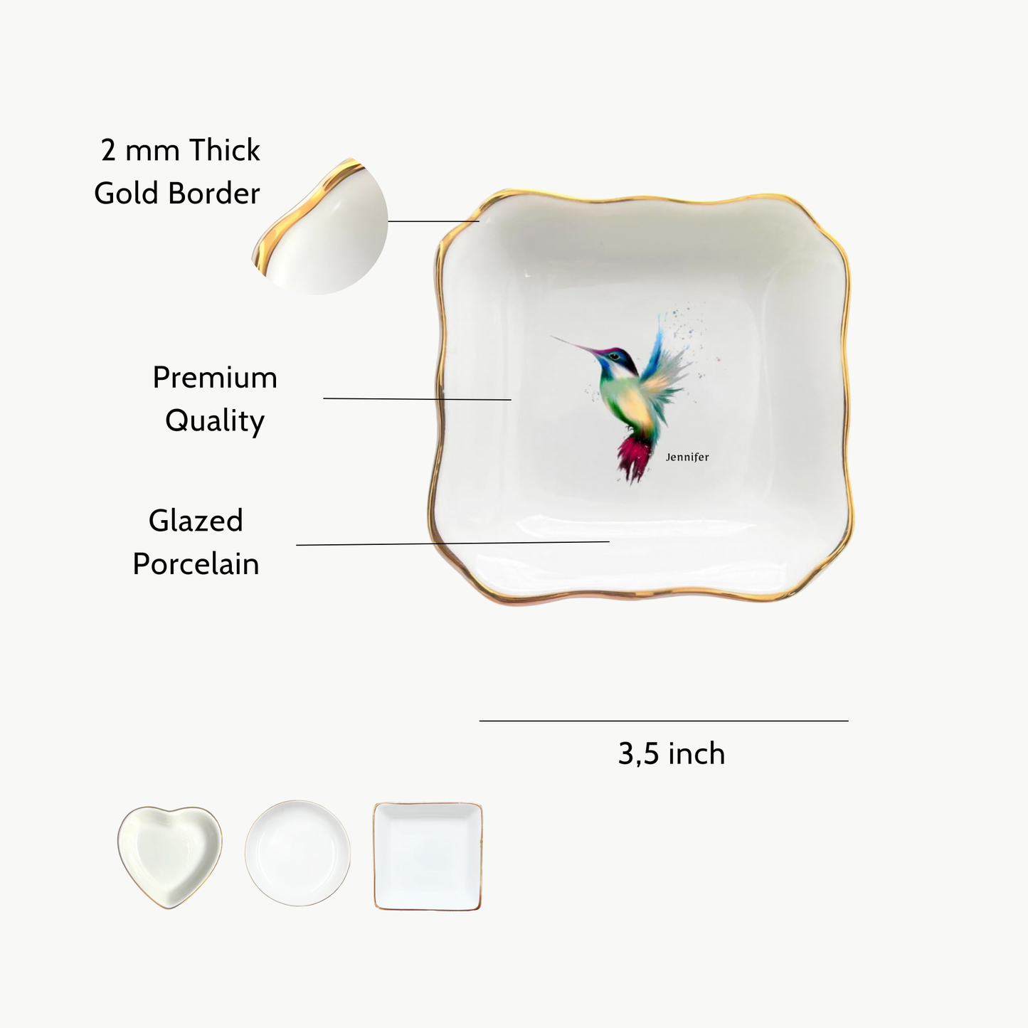 Personalized Hummingbird Ring Dish - Unique Gift for Her, Bird Jewelry Dish, Hippie Trinket Tray, Gifts for Hummingbird Lovers