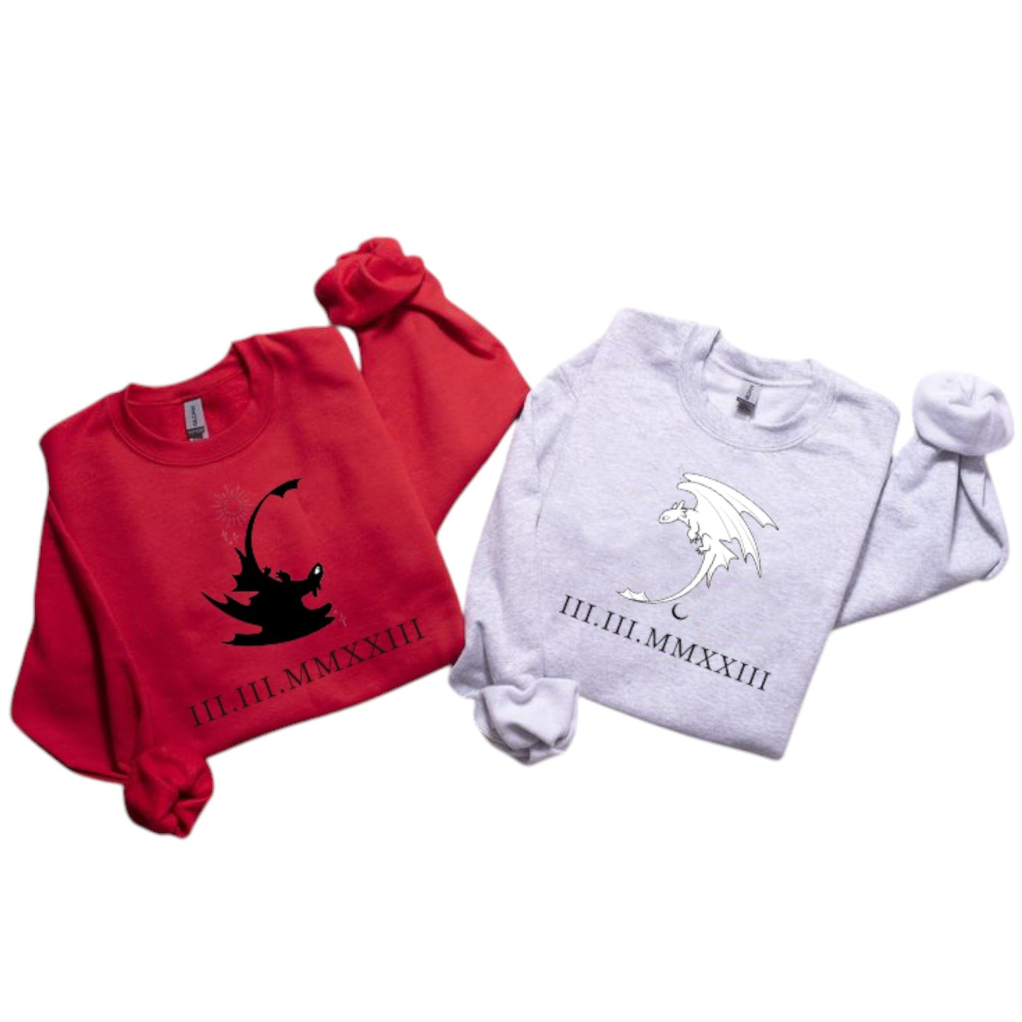 Custom  Roman Numeral Dragon Couple Sweatshirts