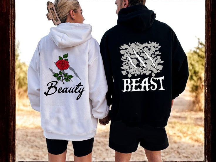 Beauty and Beast Couple Hoodie, Matching Sweatshirt Gift for Him and Her