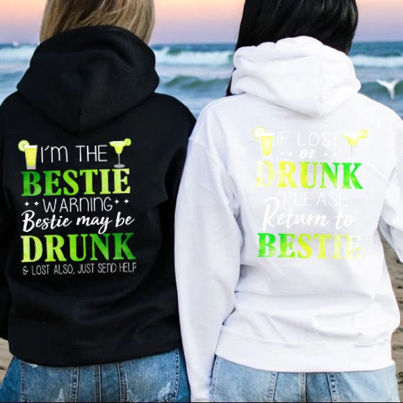 Personalized Best Friend Couple Hoodie, Funny 'If Lost, I’m the Bestie' Matching Graphic BFF Sweatshirt