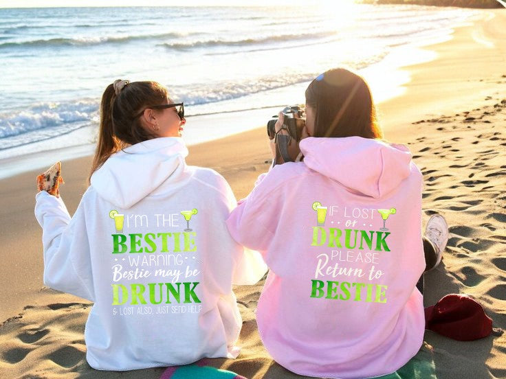 Personalized Best Friend Couple Hoodie, Funny 'If Lost, I’m the Bestie' Matching Graphic BFF Sweatshirt