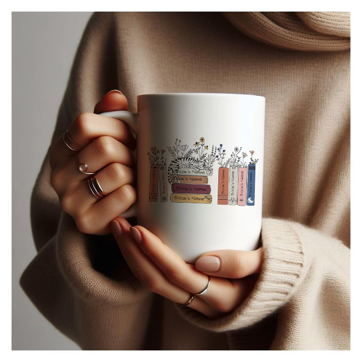 Ceramic Cusrom Floral Bookshelves Mug