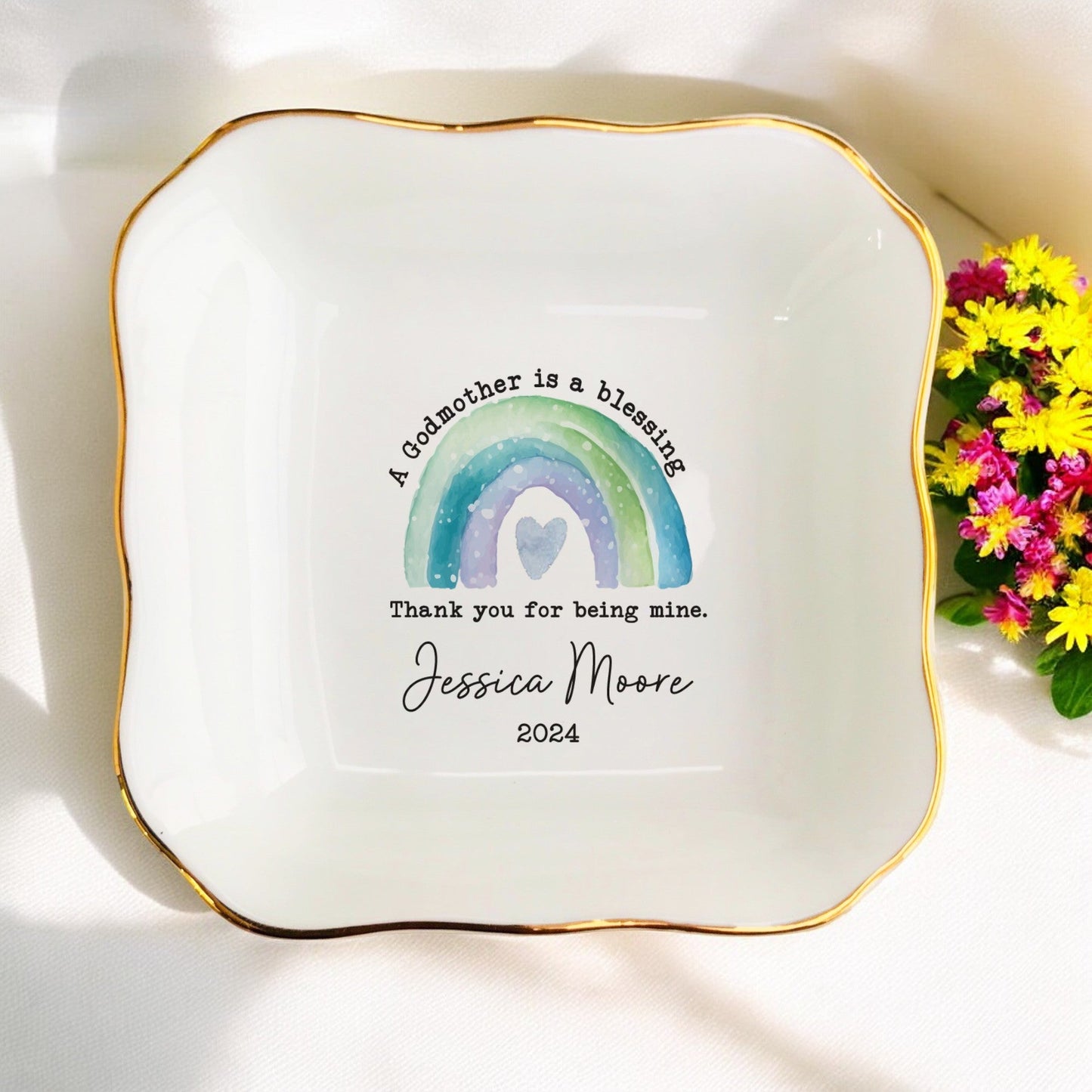 Ceramic Jewelry Dish For Godmother | Meaningful Proposal Gift, Wedding Gifts, Birthday Gìfts