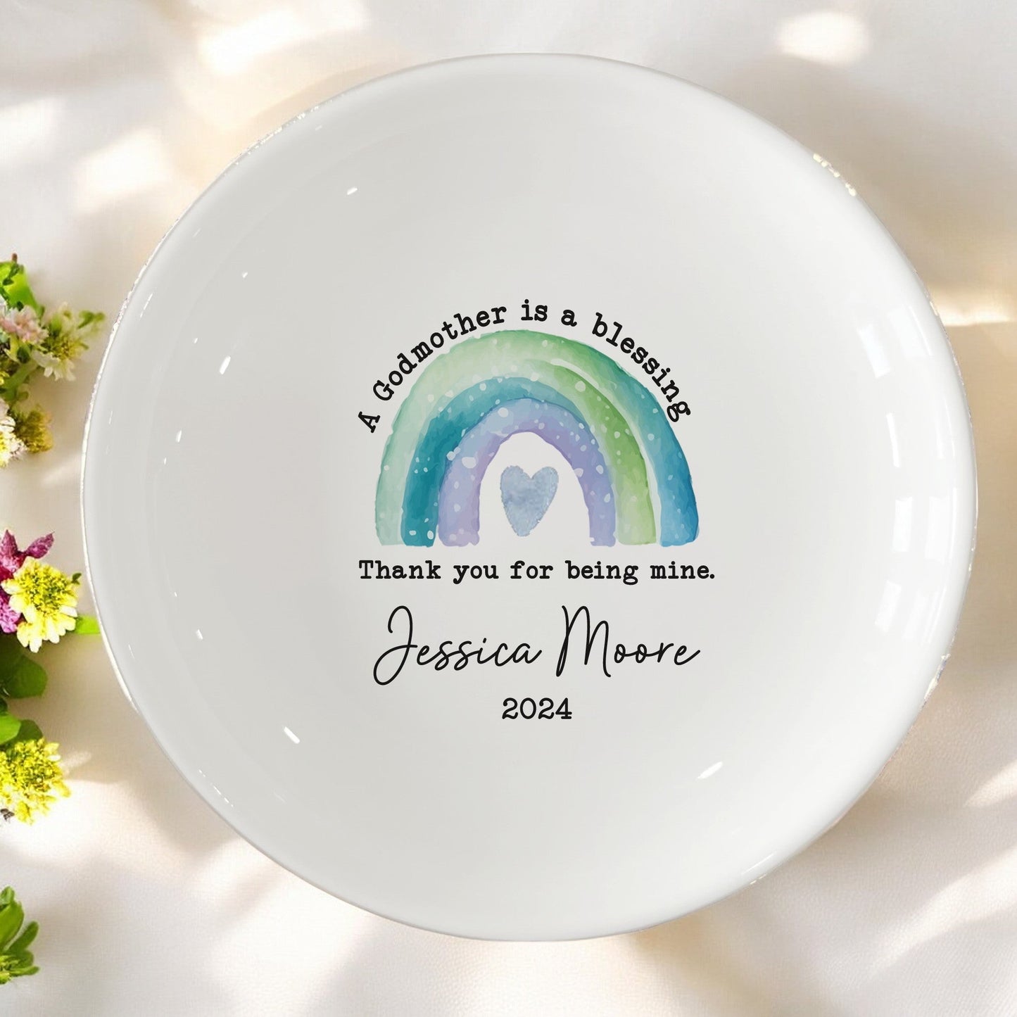 Ceramic Jewelry Dish For Godmother | Meaningful Proposal Gift, Wedding Gifts, Birthday Gìfts