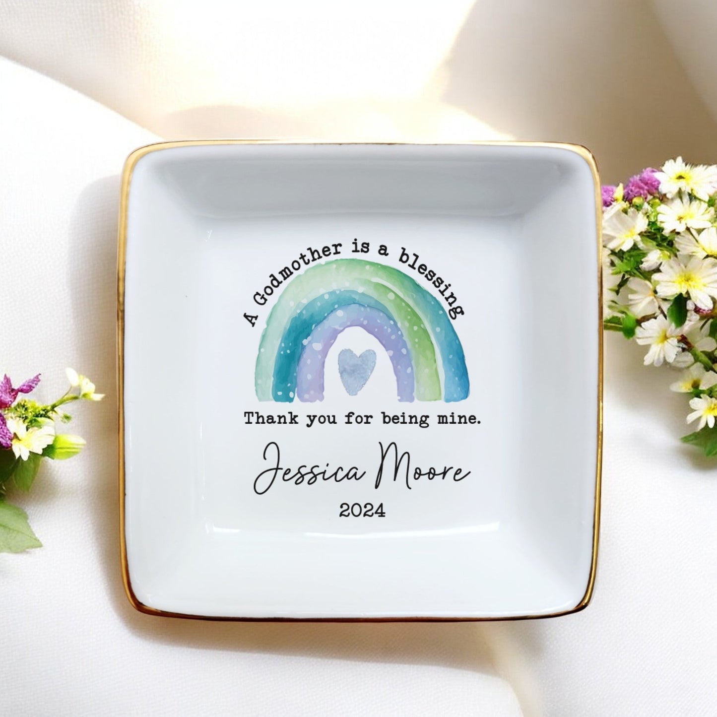 Ceramic Jewelry Dish For Godmother | Meaningful Proposal Gift, Wedding Gifts, Birthday Gìfts