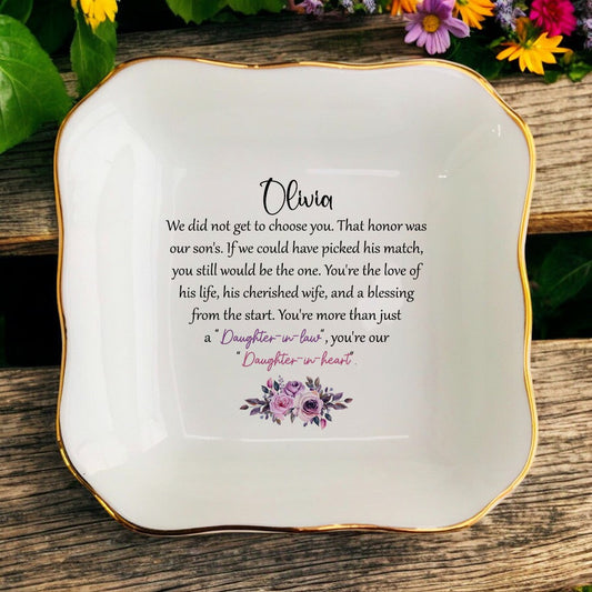 Ring Dish Trinket Tray Jewelry Dish for Dauhgter-in-law-,Wedding,Birthday,Christmas Gift For Daughter-In-Law,Bride from Mother-in-law