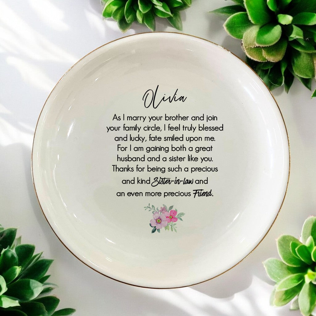 Sister Of The Groom Ring Dish Gift-Wedding Day Gift for Sister-In-Law,Bonus Sister from Groom,Bride-Best Mother Of The Groom,Bridesmaid Jewelry Tray