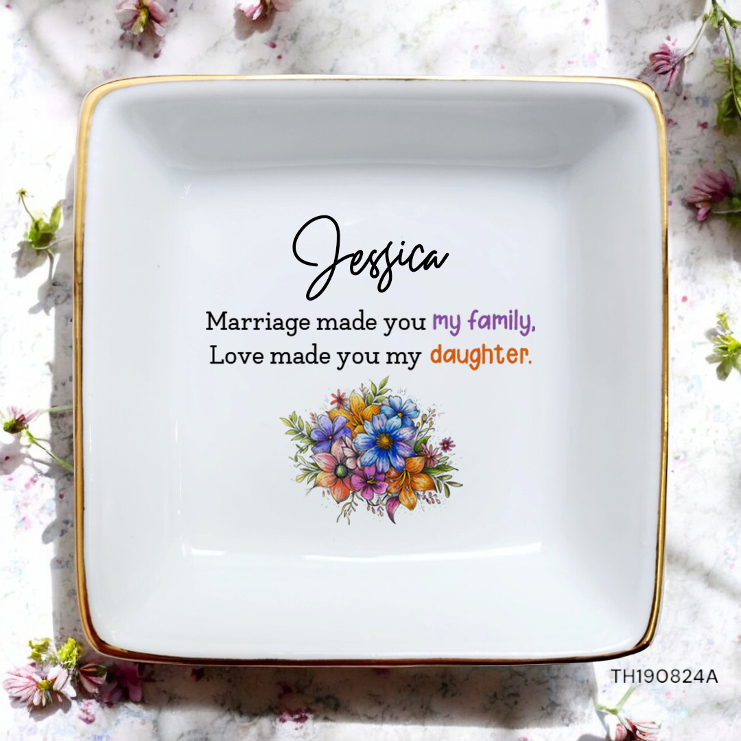 Daughter-in-law Ring Dish Trinket Tray Jewelry Dish-Wedding,Birthday,Christmas Gifts From Mother-In-Law for Daughter-In-Law,Bride,Groom