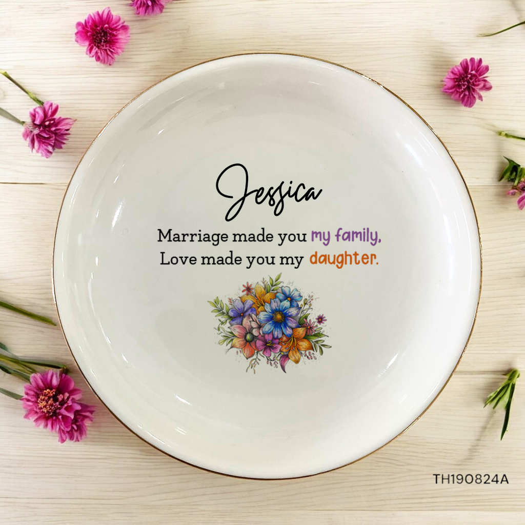 Daughter-in-law Ring Dish Trinket Tray Jewelry Dish-Wedding,Birthday,Christmas Gifts From Mother-In-Law for Daughter-In-Law,Bride,Groom