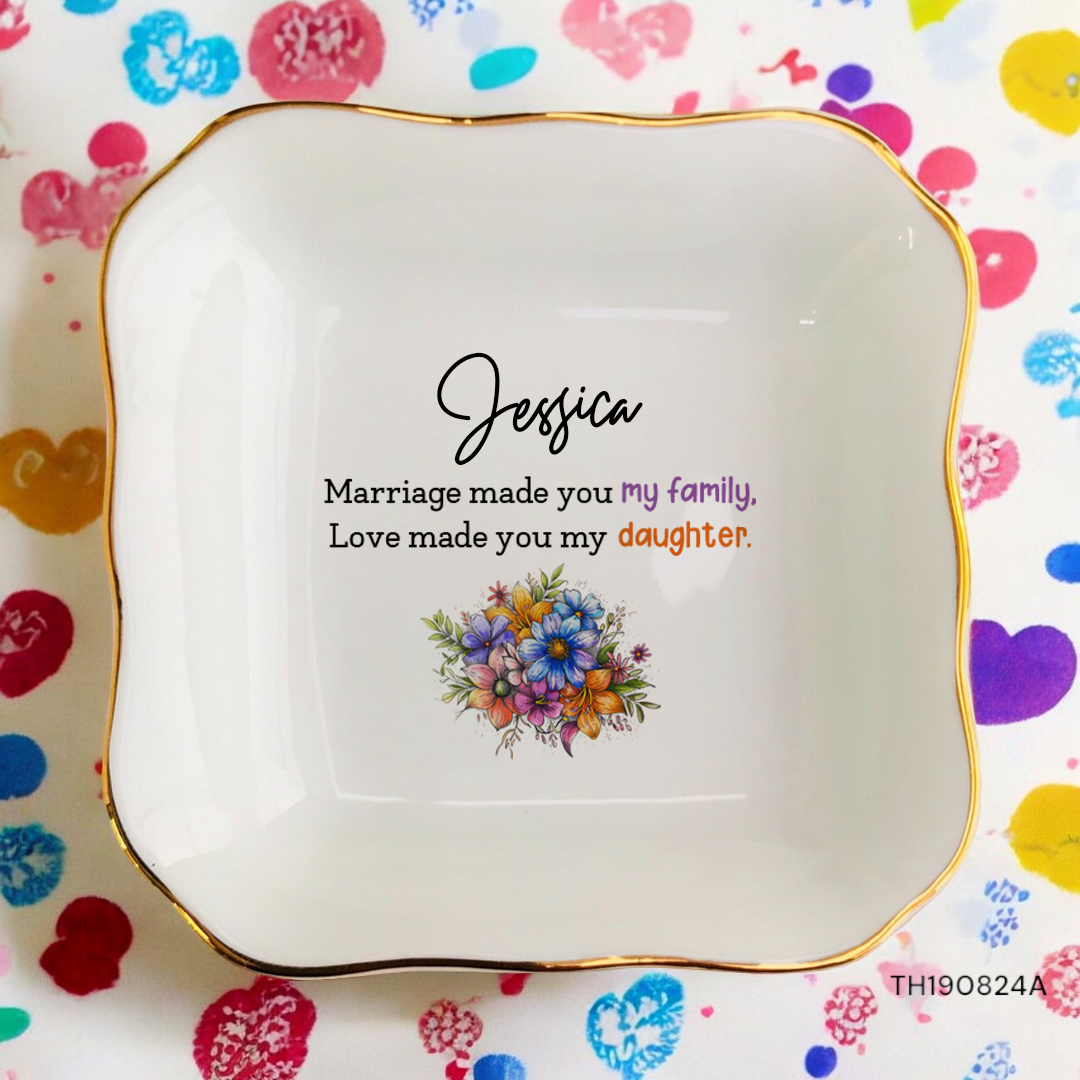 Daughter-in-law Ring Dish Trinket Tray Jewelry Dish-Wedding,Birthday,Christmas Gifts From Mother-In-Law for Daughter-In-Law,Bride,Groom