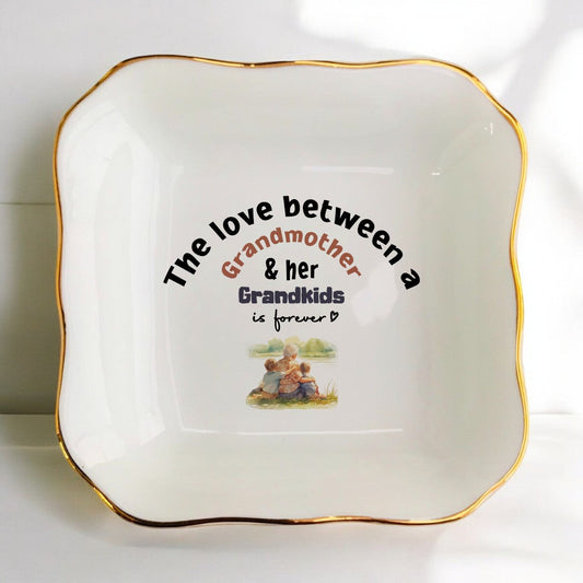 Ring Dish Gifts for Grandmother,Grandma from Grandkids-Mothers Day Gift–Ceramic Jewelry Dish,Ring Holder,Trinket Tray–Birthday Gift for Grandmother,Women,Nana