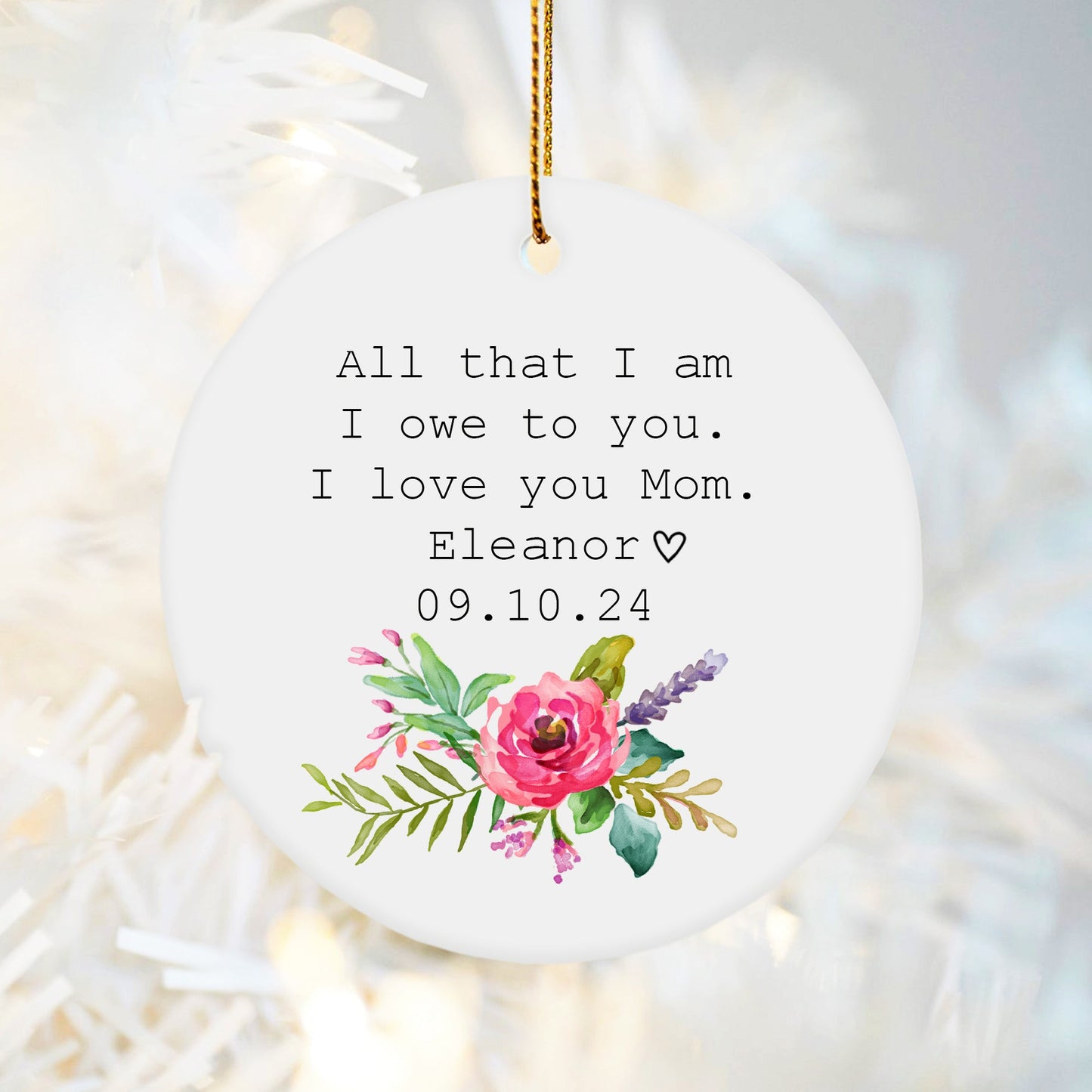 Mother Of The Bride Gift From Bride-Personalized Christmas Ornament-All That I Am I Owe To You-Mom Birthday Gift From Daughter-Mother Daughter Gift