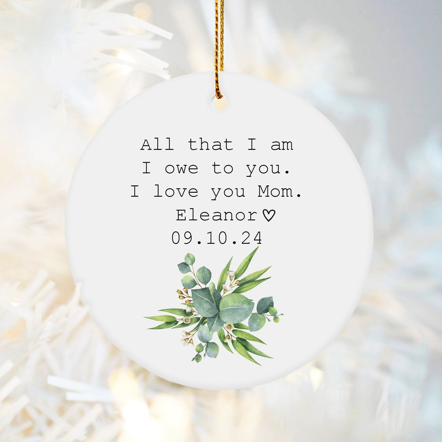 Mother Of The Bride Gift From Bride-Personalized Christmas Ornament-All That I Am I Owe To You-Mom Birthday Gift From Daughter-Mother Daughter Gift