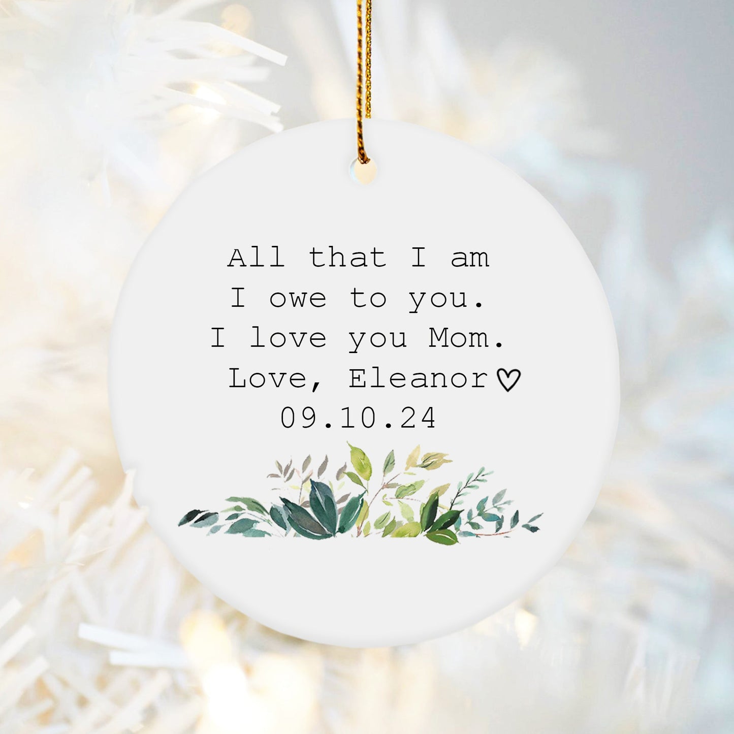 Mother Of The Bride Gift From Bride-Personalized Christmas Ornament-All That I Am I Owe To You-Mom Birthday Gift From Daughter-Mother Daughter Gift