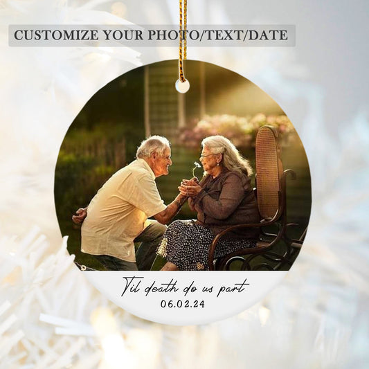 Personalized Photo Ornament-Wedding Anniversary Christmas Ornament-Christmas Gift For Couple-Family Keepsake Gift For Mom-Wedding Gift-Memorial Gift