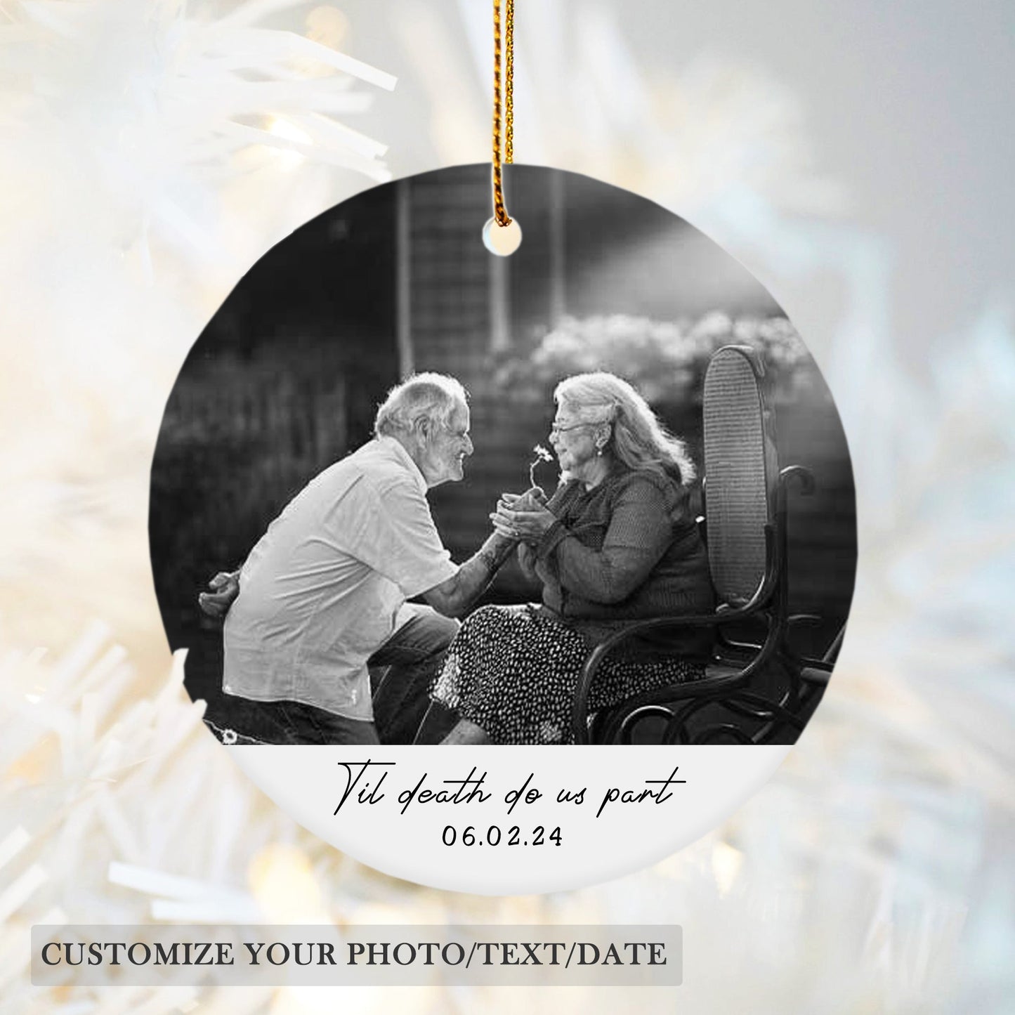 Personalized Photo Ornament-Wedding Anniversary Christmas Ornament-Christmas Gift For Couple-Family Keepsake Gift For Mom-Wedding Gift-Memorial Gift