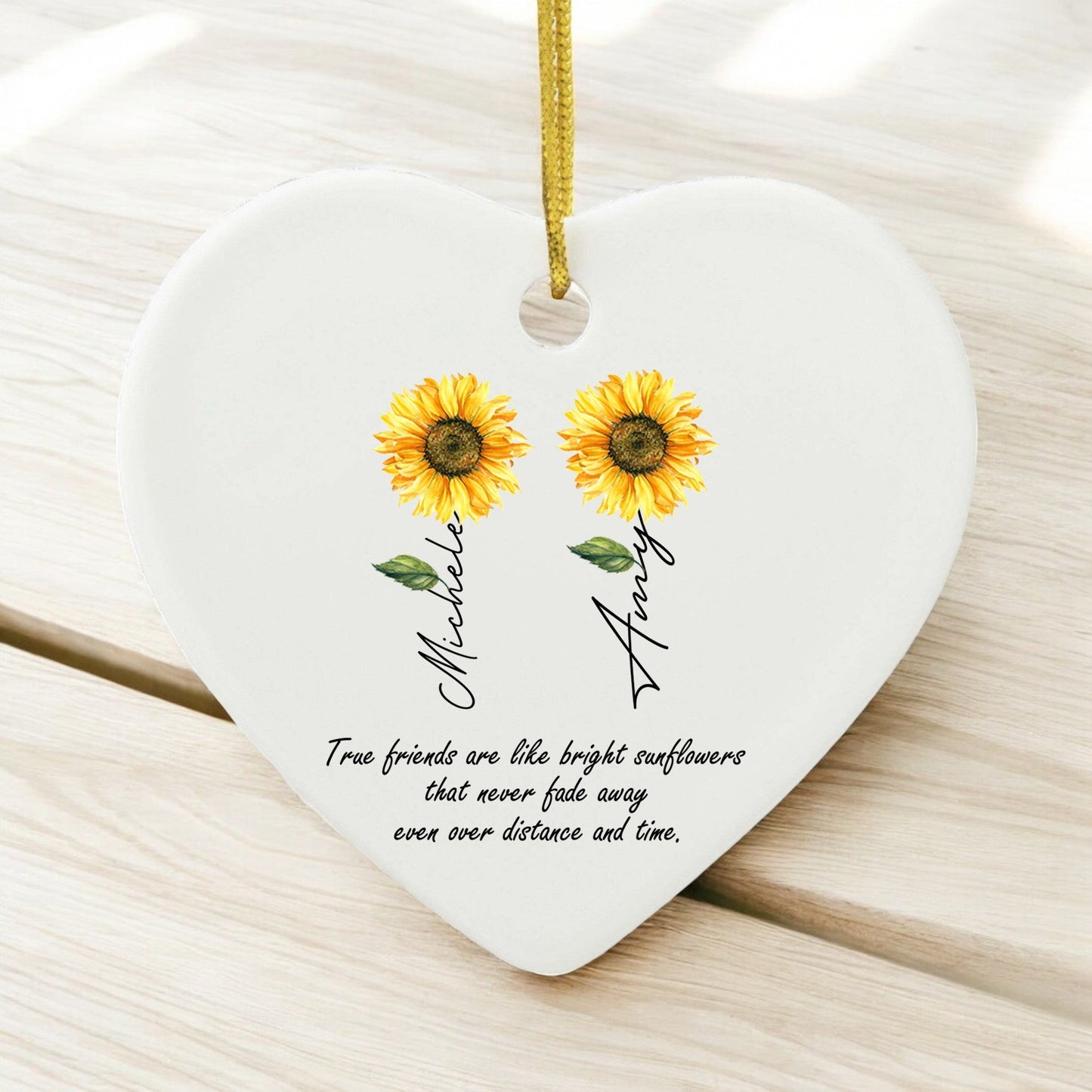 Personalized Friendship Ornament-True Friends Are Like Bright Sunflowers Gift For Best Friend-Christmas Gifts For Friends-Friendship Keepsake