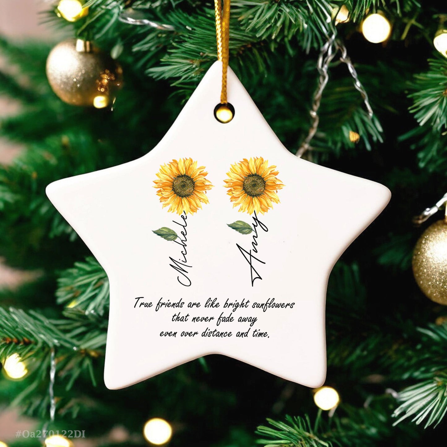 Personalized Friendship Ornament-True Friends Are Like Bright Sunflowers Gift For Best Friend-Christmas Gifts For Friends-Friendship Keepsake