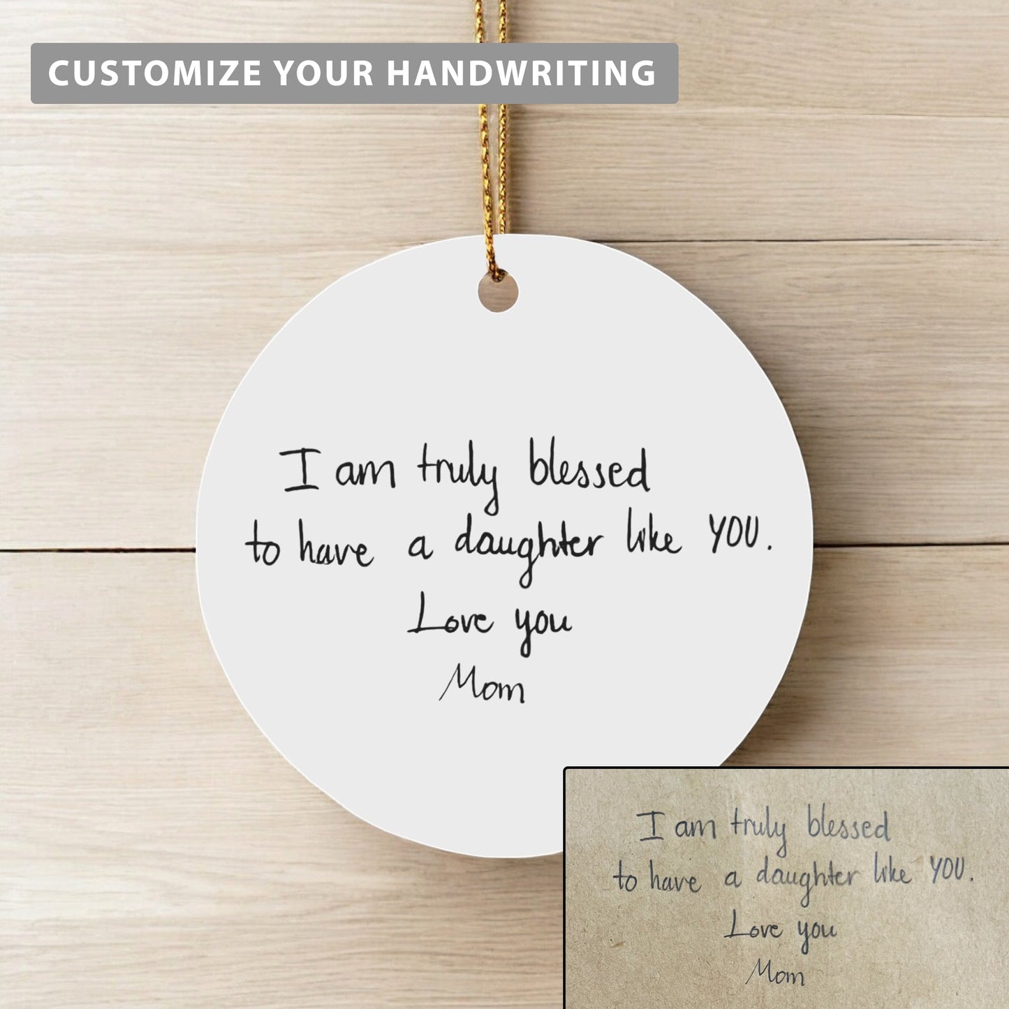 Personalized Hanwritting Ornament-Handwriting Gifts For Daughter-Christmas Gifts For Friends-Long Distance Gifts For Mom-Christmas Keepsake Ornament