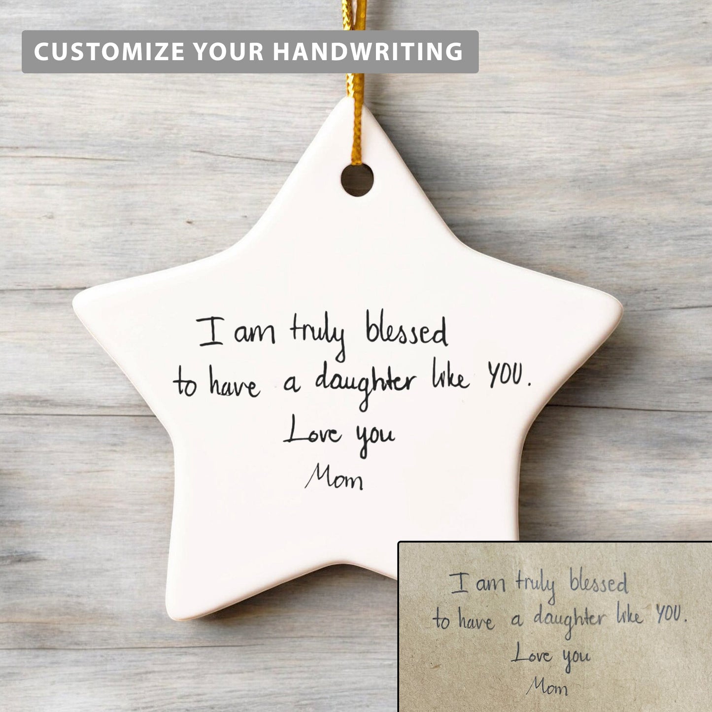 Personalized Hanwritting Ornament-Handwriting Gifts For Daughter-Christmas Gifts For Friends-Long Distance Gifts For Mom-Christmas Keepsake Ornament