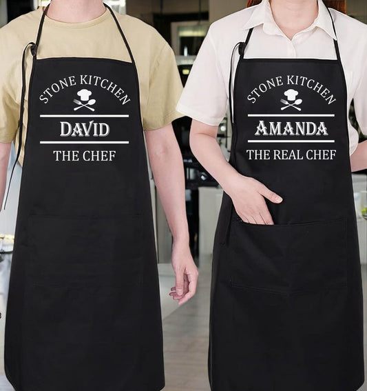 Cooking Couple Apron-Personalized Couple Apron-Housewarming Gift-His And Hers Kitchen Apron-Wedding Anniversary Gift-Aprons for Newlyweds