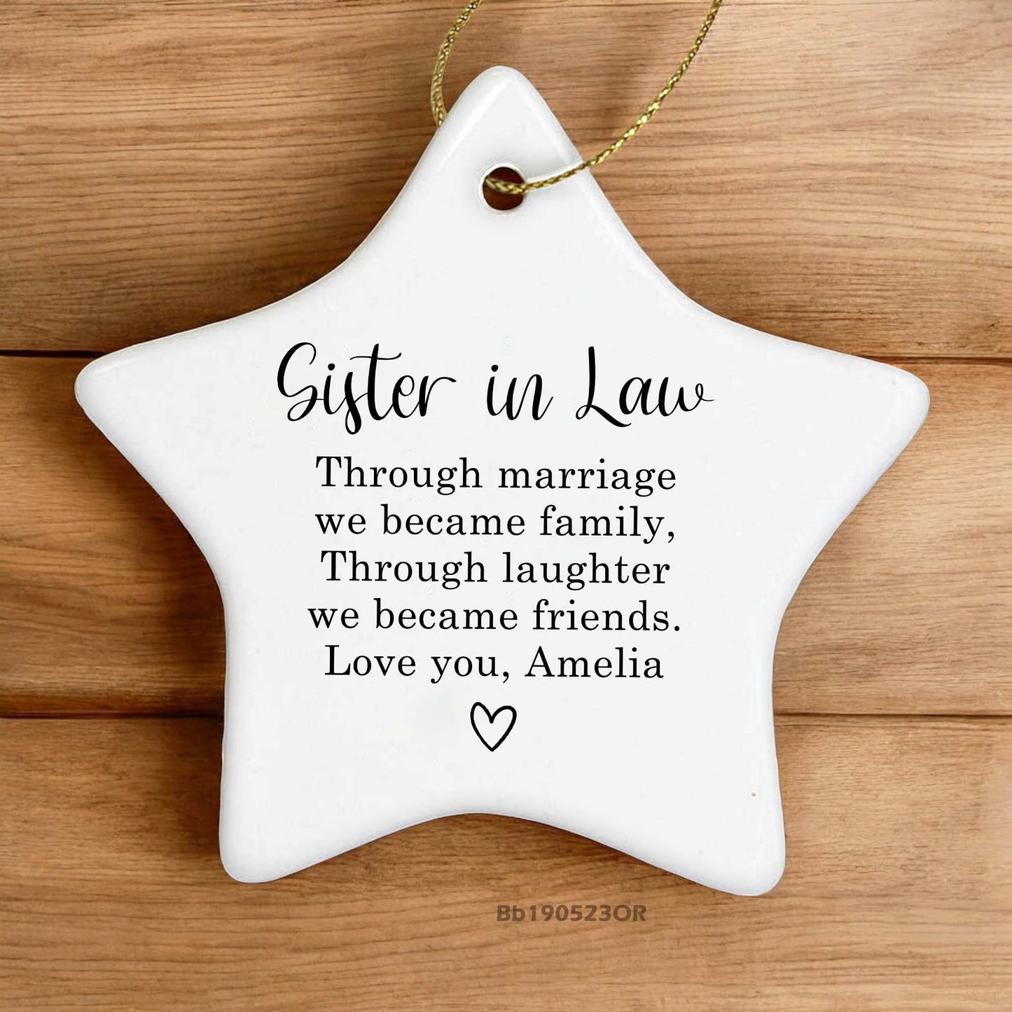 Sister In Law Gift From Bride, Soul Sisters Gifts From Sister Birthday Gift Ideas, Through Marriage We Became Family Ceramic Ornament